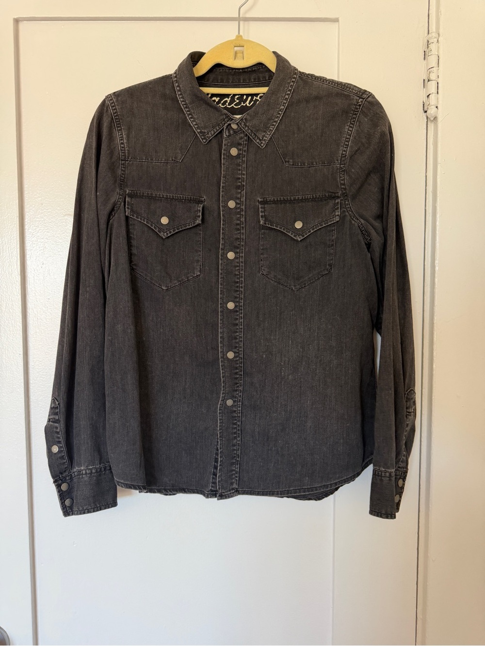 Madewell Black Washed Denim Button-Down Western Shirt